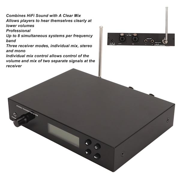Trådlöst Öronmonitorsystem 566 till 608MHZ Scenmonitorsystem med Bodypack Hörlurar för Band Studio 100V‑240V AU-kontakt