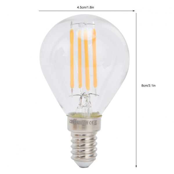 6 st G45 E14 LED-lampor Dimbara 4W Transparent Vintage Filament