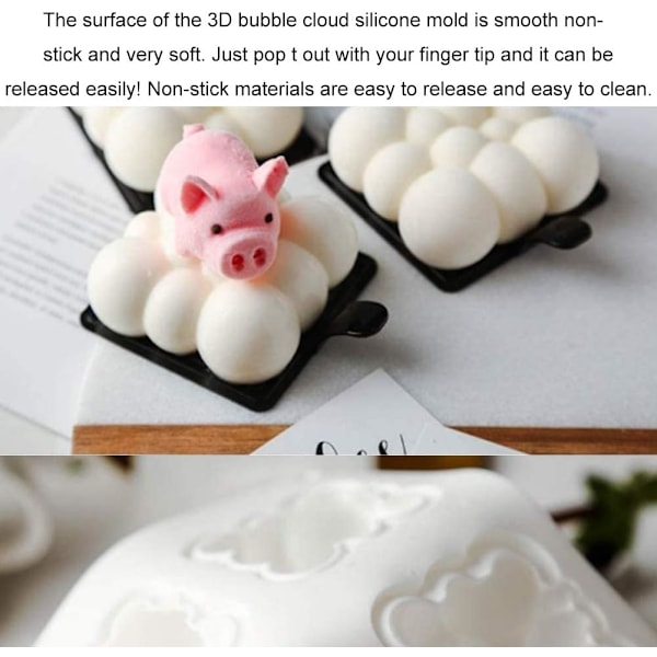 3D Bubblor Himmelsmoln Silikon Kakform, Mångsidig Bakning Non-Stick Silikon, Perfekt För Mousse, Desserter Mini-kakor, Tryfflar, Choklad,