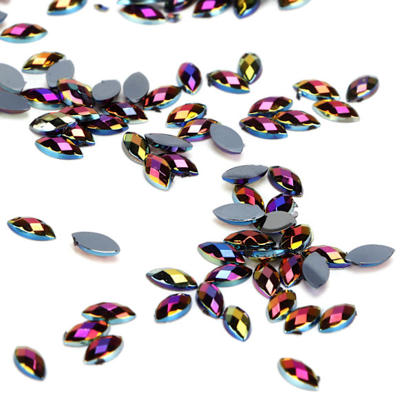 1000 st Crafting Strass Stenar DIY Hästögat Forma Fancy Flatback Glaskristaller Pärlor för Hantverk Dekoration Present09 Svart AB
