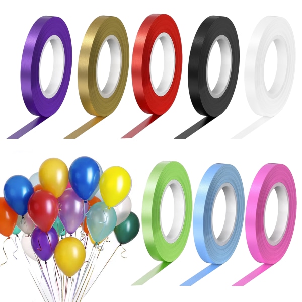 8 färgade ballongband, färgat satinband 10m för presentinslagning, hantverk, hårbågeband, juldekoration, bröllopsbilband, ballonger, DIY Se