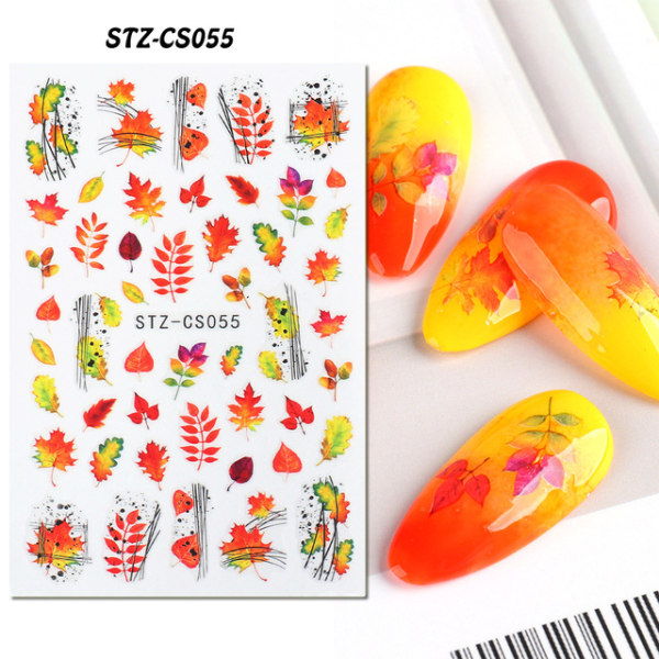 Höstnagelstickers, självhäftande höstnagelsdekaler lönnlöv nagelkonstdesign för Thanksgiving, 12 ark, 9,5*6,3 cm