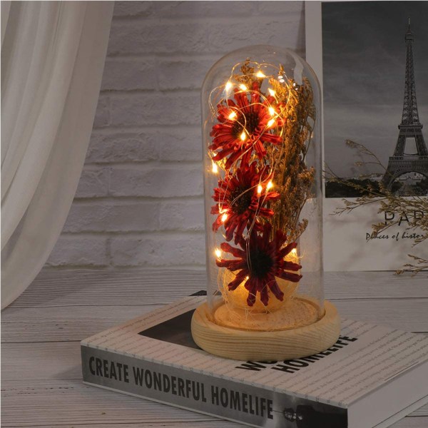 Enchanted Flower Lamp Artificiell solros i glas