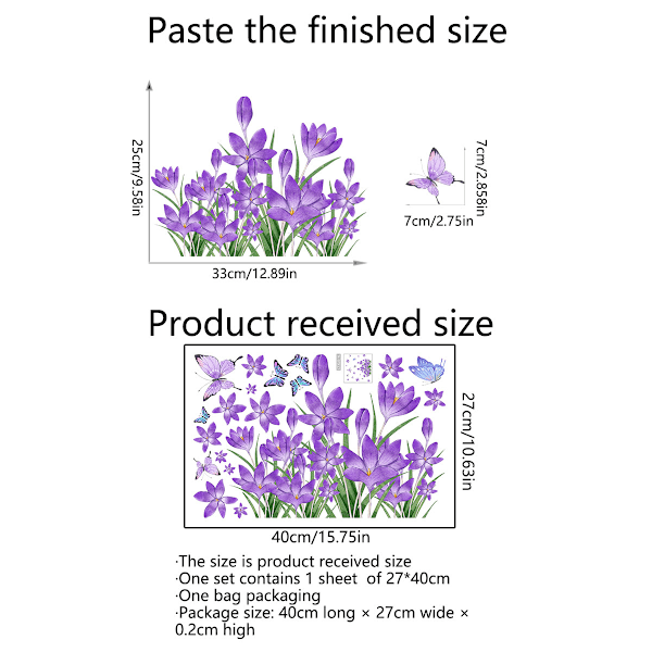 Sommarfönsterdekaler för glasfönster, fjärilsblommönster fönsterdekaler för glasfönsterdekoration heminredning