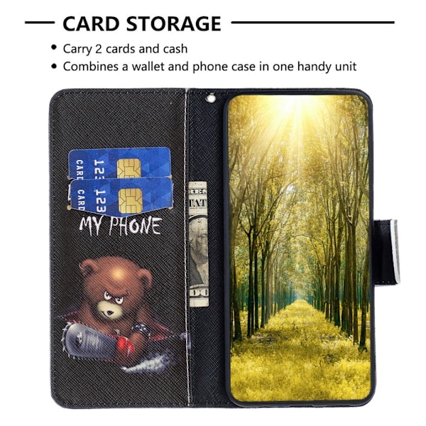 För Samsung Galaxy S24 Ultra Plånbok Fodral Skal Mönster Skydd - Bear Svart