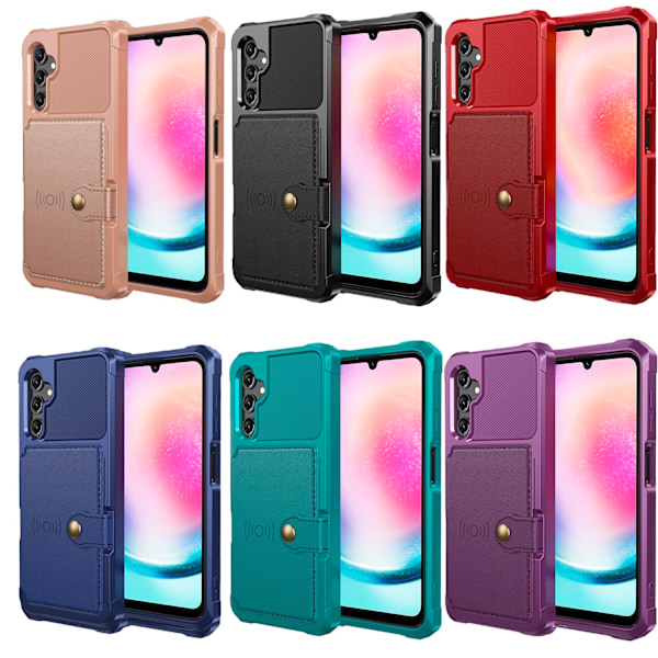 Samsung Galaxy A15 4G/5G - Plånboksfodral i PU-Läder med magnetiskt hållare Röd Röd