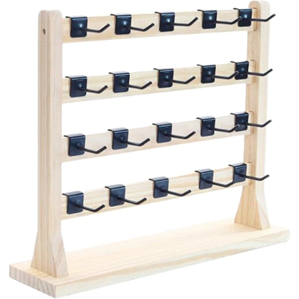 Träörhängen Display Stativ med Krokar Örhänge Display Stativ Showcase Halsband Hängare Dekor 4 Tier för Garderob Kontor Sovrum