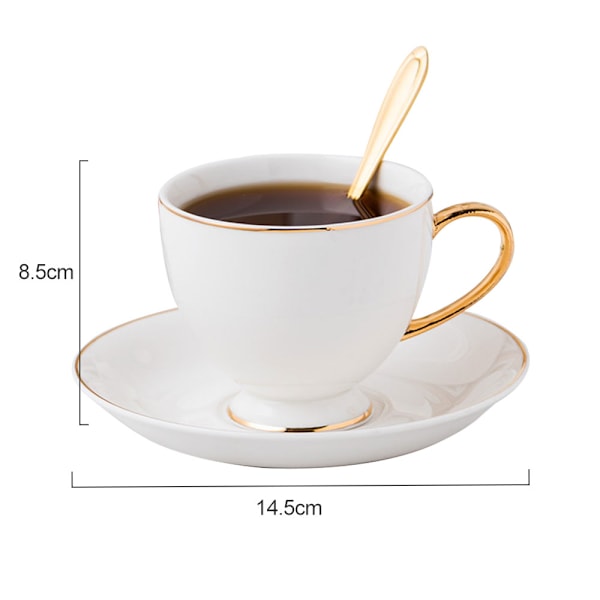 Elegant Porslin Tekopp Set, Äkta Vara Handmålat Fint Benporslin Med Guldpläterade Kanter För Hemmakontor Användning (220Ml)