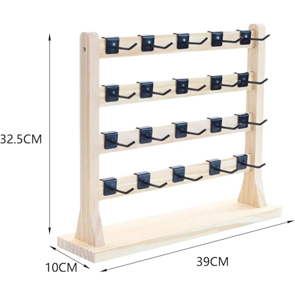 Träörhängen Display Stativ med Krokar Örhänge Display Stativ Showcase Halsband Hängare Dekor 4 Tier för Garderob Kontor Sovrum