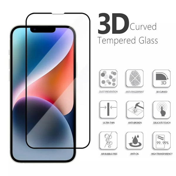 2-Pack iPhone 14 Plus Heltäckande Skärmskydd Glas