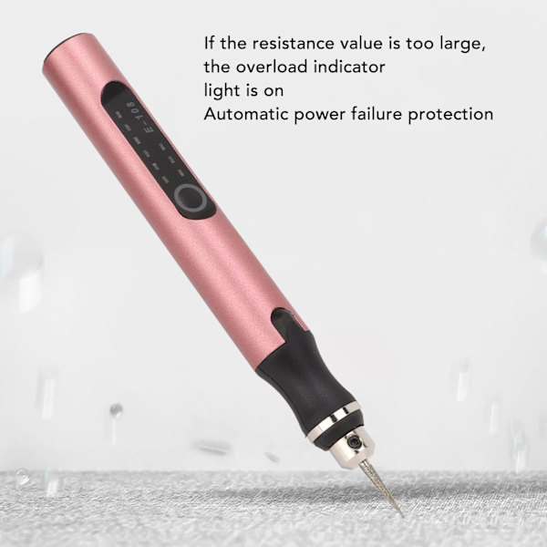 Elektrisk graveringspenna USB-laddning trådlös DIY indikatorlampor automatiskt strömavbrottsskydd Mini slipningsstift roséguld