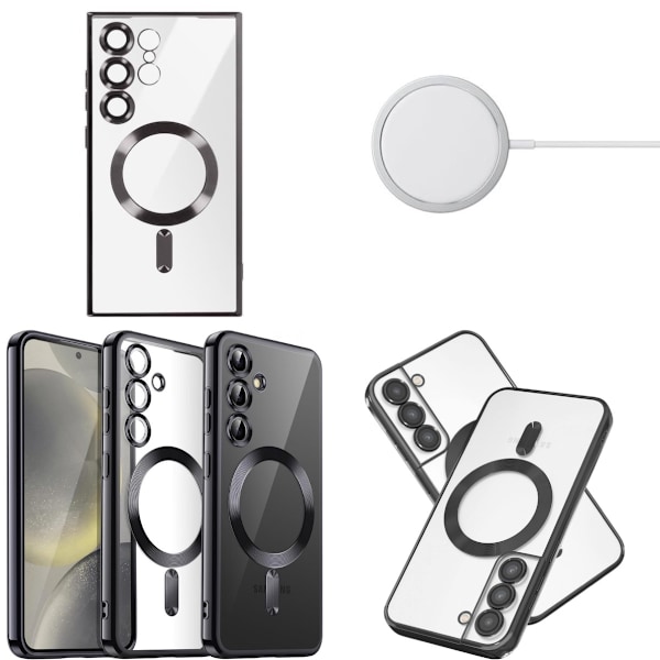 MagSafe skal Samsung Galaxy S24/S23/S22 mobilskal - Transparent/Svart Samsung S24 FE Transparent/Black Samsung S24 FE