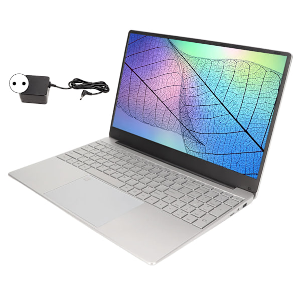 15,6 tums bärbar dator Silver 16GB RAM IPS-skärm Quad Core N5095 CPU Fingeravtryck Bakgrundsbelyst KB Bärbar dator EU-kontakt 100‑240V 16+256G EU-kontakt