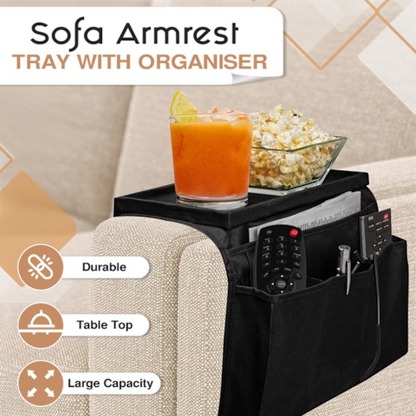 Soffa Armstöd Organizer Fack Couch Caddy Soffa Armstöd Väska Sängbord Förvaring Hängande Organizer Svart