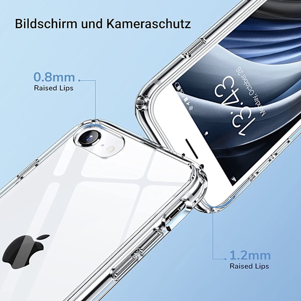 Fodral kompatibelt med iPhone SE 2022 5G, iPhone SE 2020, iPhone 8 och iPhone 7 - Kristallklart