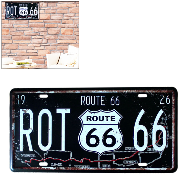 Route 66 USA R66 registreringsskylt Amerikansk metallskylt Vintage plakett Auto registreringsskylt Garage Hem Väggdekor