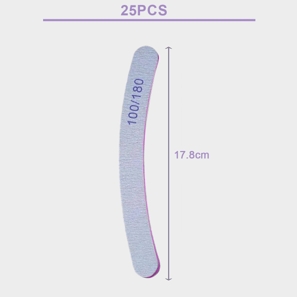 25 st 100/180 Grits Nagelbuffer och filer Dubbelsidiga Emery Boards Manikyrverktyg för Akrylnaglar