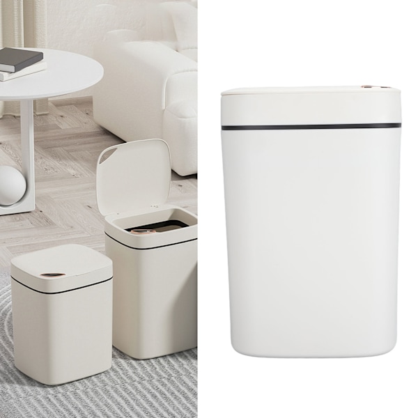 Smart Soptunna Multifunktion Vattentät Rörelsesensor Automatisk Papperskorg med Lock för Badrum Vardagsrum Kontor Vit 12L 23x20x28cm