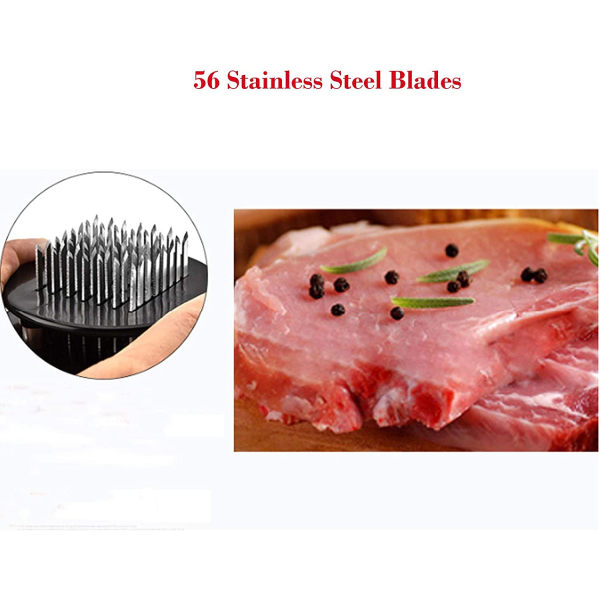 Meat Tenderizer, avtagbara 56-bladiga rostfritt stål biff ömma nålar för mör nötkött/kyckling/fläsk, diskmaskinssäker, rengöringsborste