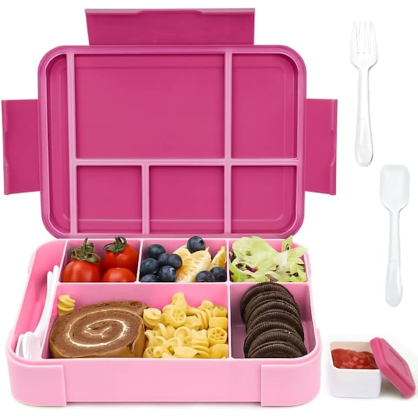 Matlåda barn matlåda (6 fack) lunchlåda, snackbox, matlåda rosa