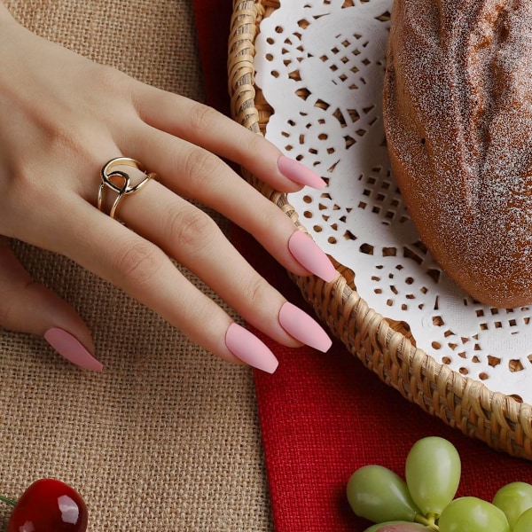 15-pack (360 st) matta nagelpressar, medium längd, ballerina kista akryl korta falska nagelset för nagelkonst DIY