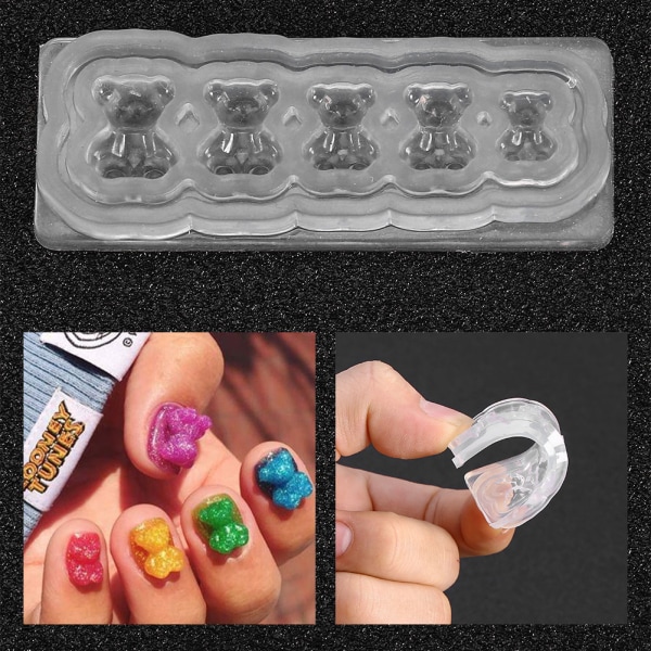 3D Silikon UV-nageldekorationsform Nagelschablonen Bär-Muster Aufkleber Nagel-DIY-Werkzeuge