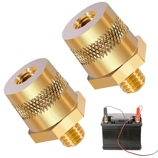 M6 batteripol-adapterpar, mässingsbatteripolterminaler, bilbatterianslutningsterminaler, terminalpelare, batteripolpar, batteripol