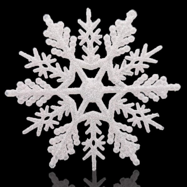Stora Snöflingor Set om 5 Vita Glittrande Snöflingor 12\" Juldekorationer Hängande Ornament Fönsterdekoration Vinter Utomhusdekorationer$Snöflingor -
