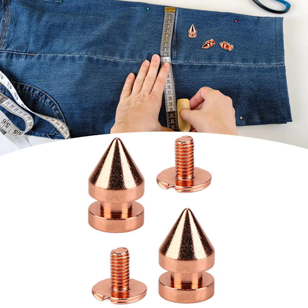 100 Set Spikade Koner Spikade Dubbar Roséguld Hög Hårdhet Skruv Bak Dubbar Spikar Kit för DIY Kläder Väskor Skor 8x13.5mm