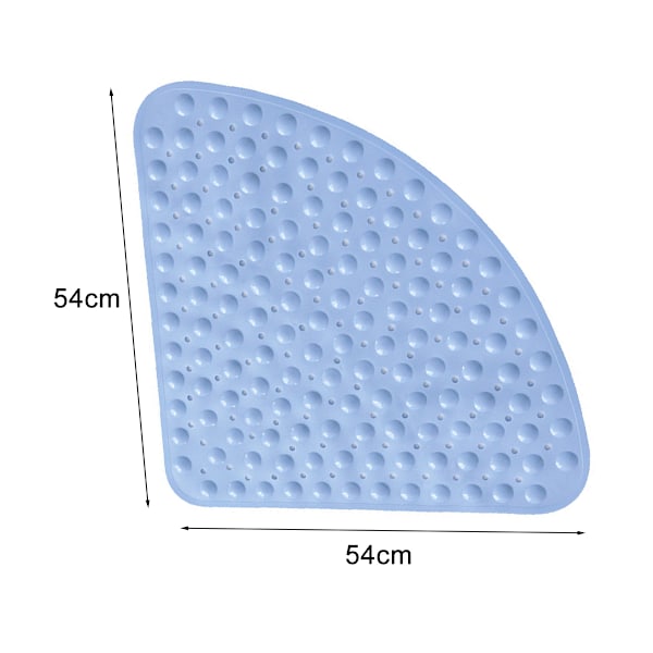 Halkskyddad duschmatta för hörn - 54 x 54 cm sektorformad halkfri duschmatta, triangulär gummimatta för dusch