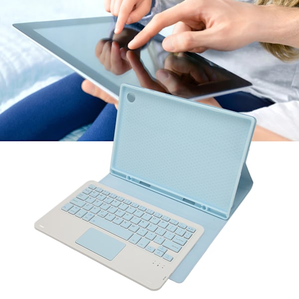 Tangentbordsfodral för surfplatta, magnetiskt avtagbart, blått mjukt fodral med pekplatta och pennhållare för Tab A8 10.5in för SM X200 X205 X207 Touchpad