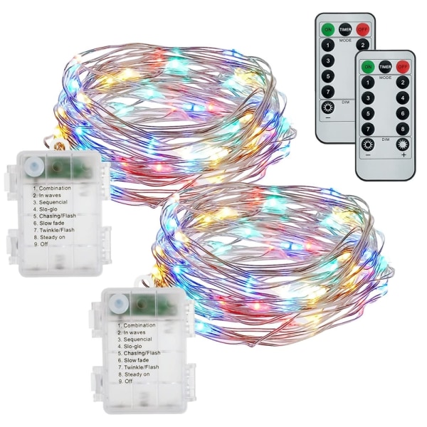 Fairy Lights 2 st Batteridriven 50 LED 16,4ft w