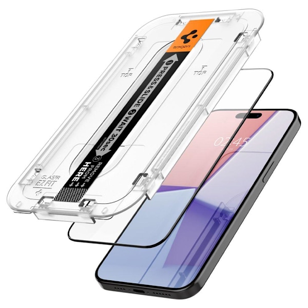 Spigen iPhone 15 Pro 2-PACK GLAS.tR FC "Ez Fit" Skärmskydd Svart