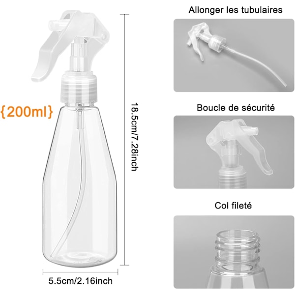 Finsprayflaska, Transparent sprayflaska för trädgårdsarbete och hårvård, Bärbar plastflaska, Återanvändbar och justerbart munstycke