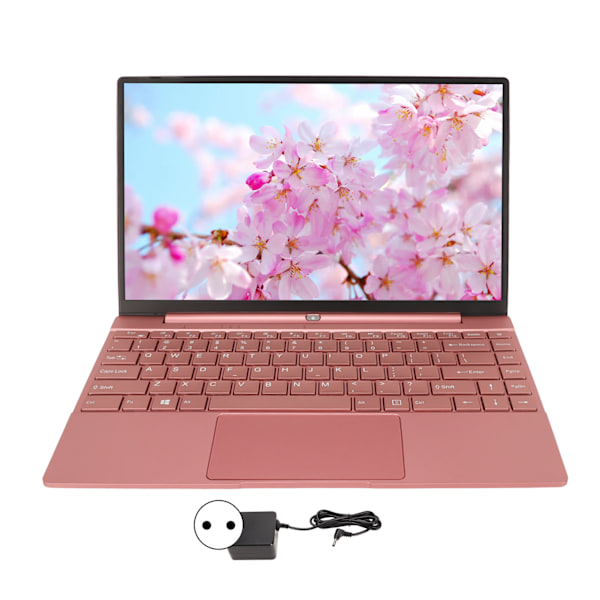 Laptop 14 tum Metallkropp för Intel N5095CPU 12GRAM Bakgrundsbelyst Tangentbord Rosa Notebook Dator för Win11 EU-kontakt 100 till 240V 12 och 512G EU-kontakt