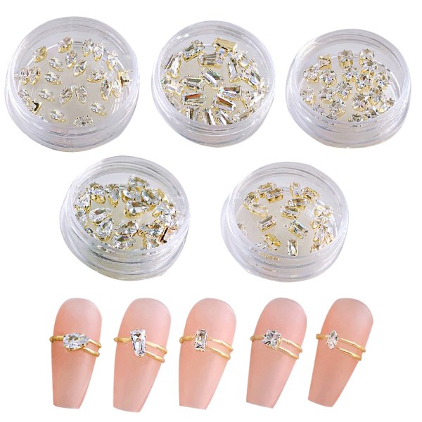 100 st Nail Charms Rhinestones Nail Charms Nail Smycken 3D Kristall Metall Nail Gems