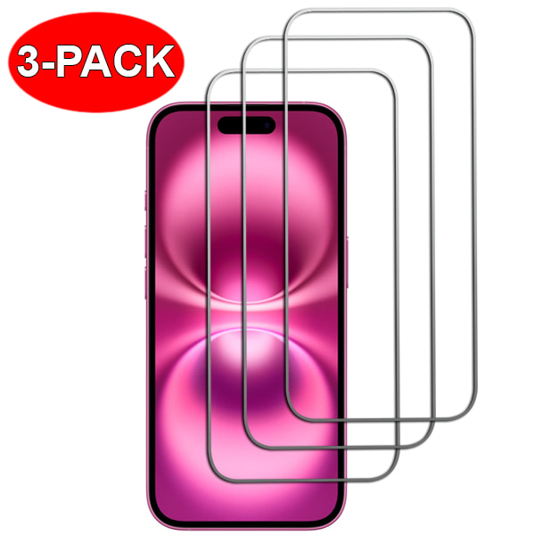 3-Pack - iPhone 16 Plus Skärmskydd i Härdat Glas
