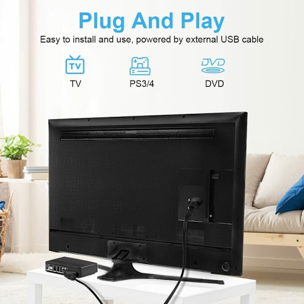 Scart till HDMI-adapter, Scart till HDMI-omvandlare med HDMI-kabel, Scart till HDMI-omvandlare, för Full HD TV 720P/1080P, Ljudvideo för Sky