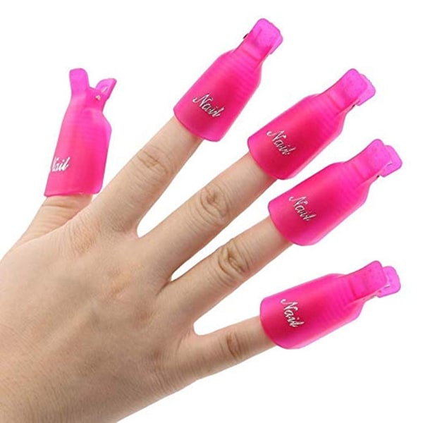 10 st plast akryl nagelkonst blötläggning av lockklämma UV-gelpoleringsborttagningsverktyg