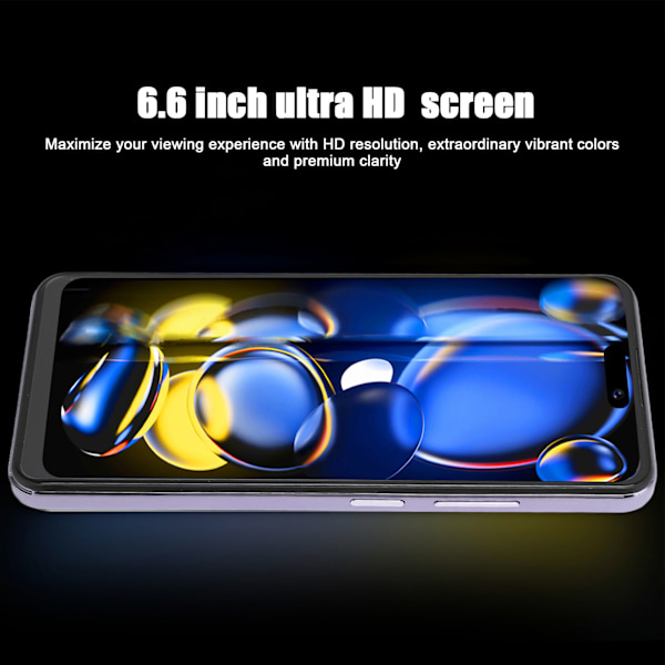 I14proMax Smartphone för Android 12.0 6.6in 6GB RAM 128GB ROM MTK6889 Mobiltelefon Fram 5MP Bak 13MP 1440x3040 AU 100‑240V Lila