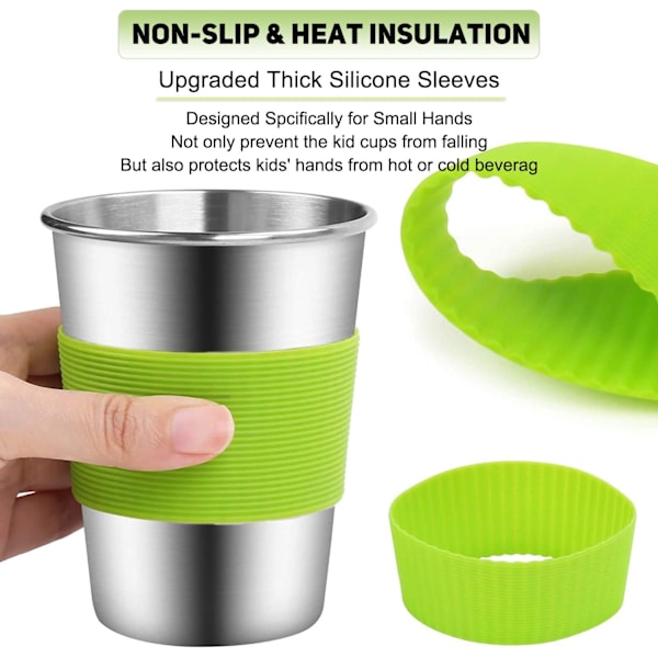 Läckagesäkra Lock Rostfria Stål Muggar, Halkfria Tjocka Silikonärmar Ger Värmeisolering, Lätt Att Rengöra Och Tål Diskmaskin, 5-pack, 35 cl