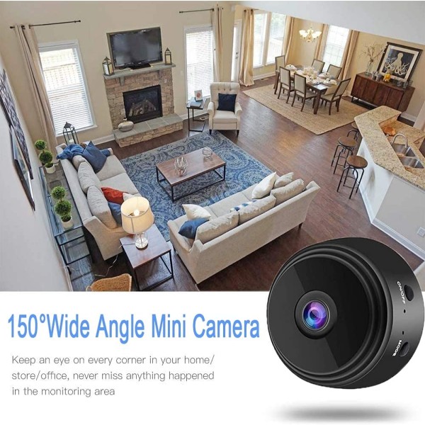 Säkerhetskamera Inomhus, 1080P HD Mini WiFi-kamera Babymonitor med Infraröd Nattbild, Kompakt Storlek, Smart Säkerhetskamera för Android för IOS