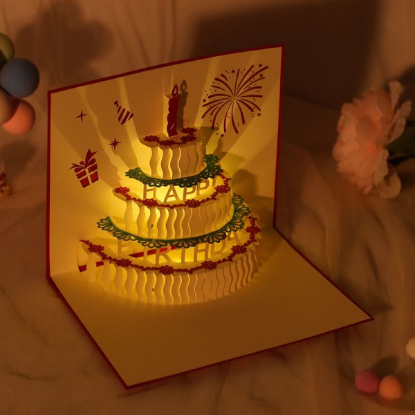 Födelsedagstårta Musikkort-röd tårta