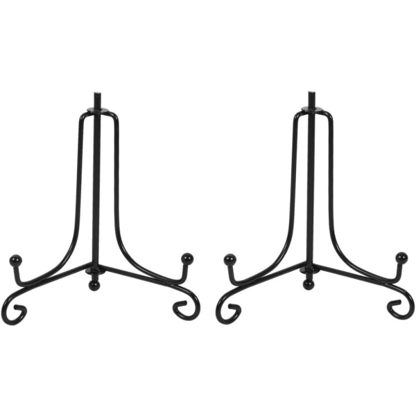 2-pack järndisplayställ, svart järnstaffliplatta display fotohållare stativ, visar fotoramar, dekorativa plattor, surfplattor och konst 4 tum