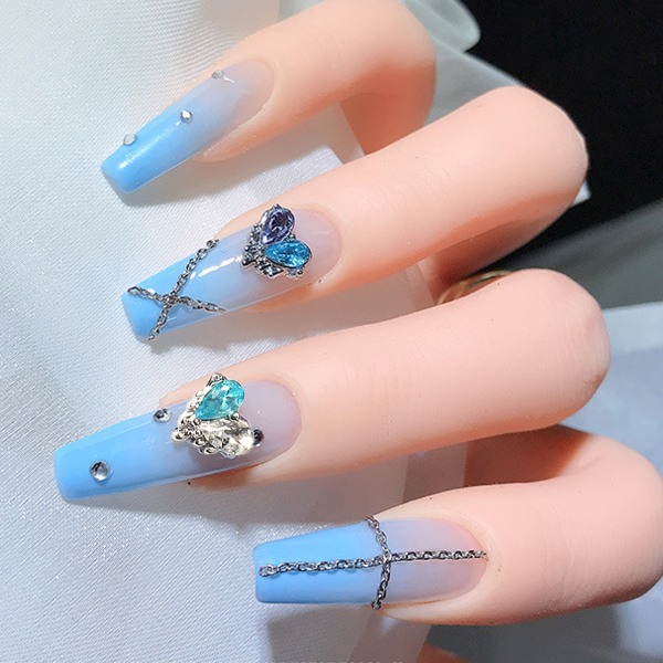 15 st stora 3D silverlegering naglar flerfärgsval nagelmetallram, imitation stor ädelsten ädelsten kristall diamant nagelkonst