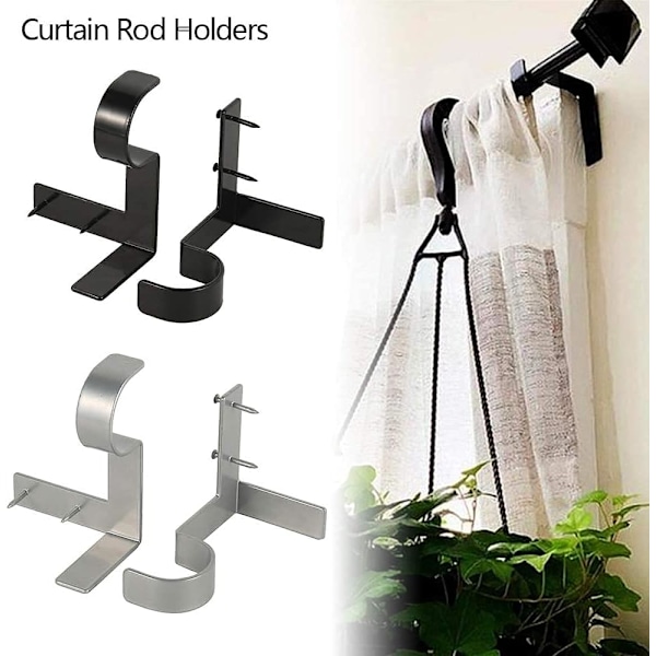 Gardinstångshållare, Fäste för Draperistång, Installation utan borrning, Robust och hållbar, Stark metallkonstruktion, Justerbart gardinstångsfäste,