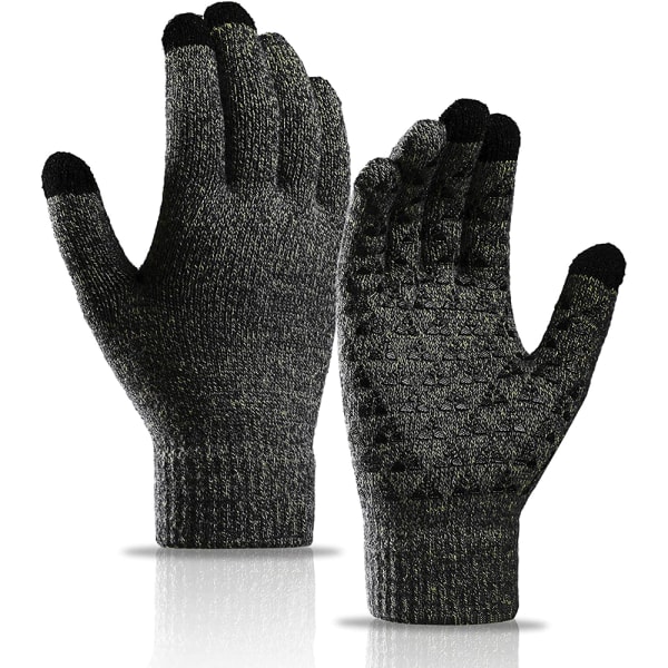 Herr Dam Unisex Stickade Handskar, Halkfria, Pekskärm, Termisk Fleece Sherpa Foder Handskar för Vinter Utomhussporter