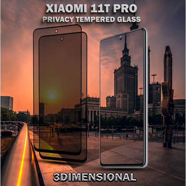 2-Pack Privacy Skärmskydd For Xiaomi 11T Pro - Härdat Glas 9H - Super Kvalitet 3D