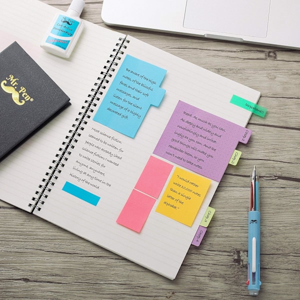 Post-it-set, post-it-etikett, 410 stycken, separata post-it-lappar, skolmaterial, kontorsmaterial, planerings-post-it-lappar, post-it-etikettdelare,