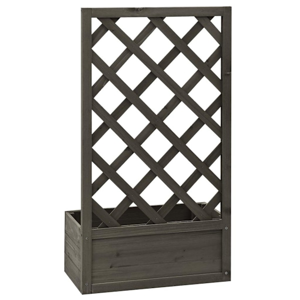vidaXL Odlingslåda med spaljé grå 50x25x90 cm massivt granträ grå